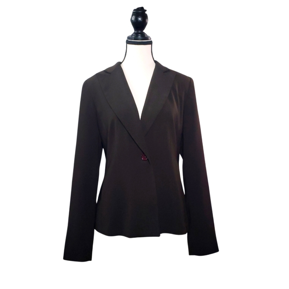 Cleo Vintage Chocolate Brown Buttoned Suit Blazer with Pockets in Size 8